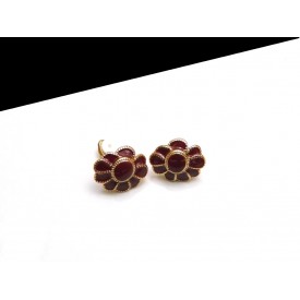 Cercei clips floare grena cu 9 petale inegale